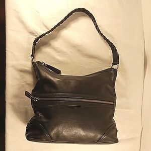 Black leather shoulder strap purse